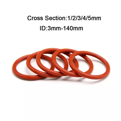 Silicone Rubber O Rings Food Grade Gasket Cross Section 1/2/3/4/5mm ID 3mm-140mm • £3.59