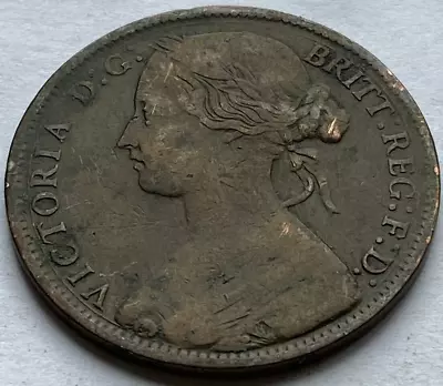 1861 Queen Victoria Bun Head 1 Penny Coin / Victorian 1d  /  #144 • £18.99