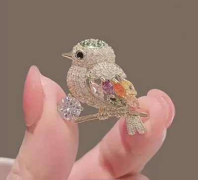 Bird Pin Brooch Vintage Rhinestones Golden Bird Brooch Pin Gift Ideas • $16.99