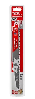 Milwaukee 48-00-5326 3pk 9 In. 5 TPI The Ax With Carbide Teeth SAWZALL Blades • $20.85