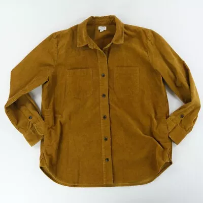 J. Crew Factory Corduroy Shacket Shirt Jacket Camel Side Pockets Sz M Womens • $24.95