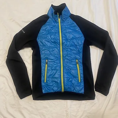 Marmot Woman's S Aqua/Black Variant Polartec Jacket Good Condition *Small Hole • $14.95