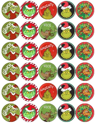 £2.10 • Buy 30 X The Grinch Christmas Cupcake Toppers Edible Wafer Paper Fairy Cake Toppers
