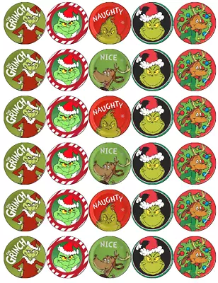 £2.30 • Buy 30 X The Grinch Christmas Cupcake Toppers Edible Wafer Paper Fairy Cake Toppers