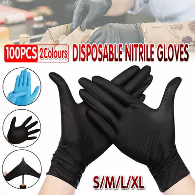 Thick Black Nitrile Gloves Industrial Mechanic Tattoo Tradie Rubber Protection • $14.55