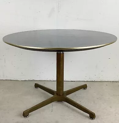 Vintage Modern Circular Coffee Table With Industrial Metal Base • $535