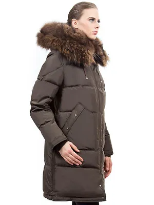 Goose Down Coat Raccoon Real Fur Sz XL US 12 14 EU 46 $895 Пуховик Mex Енот • $239.95