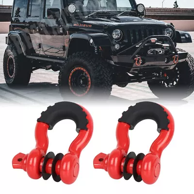 2pcs 3/4  Max 4.75 Ton D-Rings Red Bow Shackles Clevis Shackle W/ 7/8  Pin Screw • $23.99