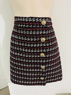 Kookai Size 36 (Aus 8) ❤️ Tweed Gold Threaded Skirt With Gold Buttons • $35