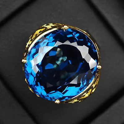 Ravishing London Blue Topaz 29.50Ct 925 Sterling Silver Handmade Rings Size 7.5 • $44.99