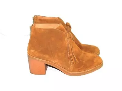 UGG Size 10 41 Brown Suede Corin Ankle Boots High Heels Crepe Sole Fringed Bow • $39.94