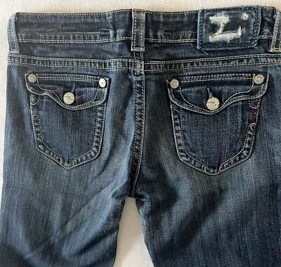 MEK Denim Richmond Jeans Womens 31 X 34 Blue Dark Wash Boot Cut Stretch Low Rise • $16.99