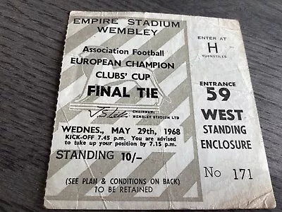 £19.50 • Buy 1968 European Cup Final Ticket. Benfica V Manchester United.