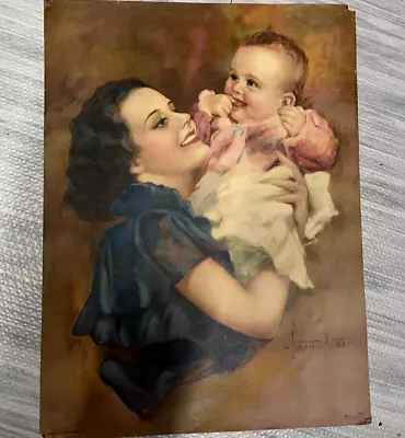 VTG Art Print #4078 Happiness By Laurette Patten Mother And Child 12x16 USA 1935 • $9.95