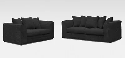 £359 • Buy   Jumbo Cord Corner Sofa Suite Set Black Left Right 3 2