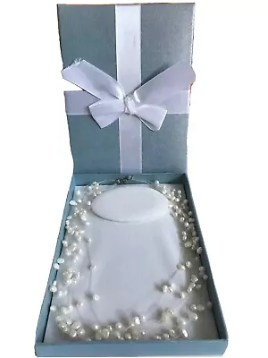 Pearl Necklace Imitation  Multi Strand Boxed Wedding Party Statement Gift • £14.50