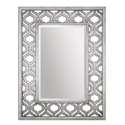 Elegant 40  OPEN FRETWORK Silver Wall Mirror Ornate Vanity NEIMAN MARCUS • $371.80