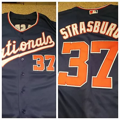 $45 • Buy Washington Nationals Strasburg 37 MLB Majestic Flex Base Jersey 52 2XL  USA