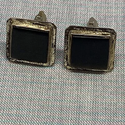 Vintage Sterling Silver Men's Cuff Links With Onyx Hechoen México 925 • $29.99