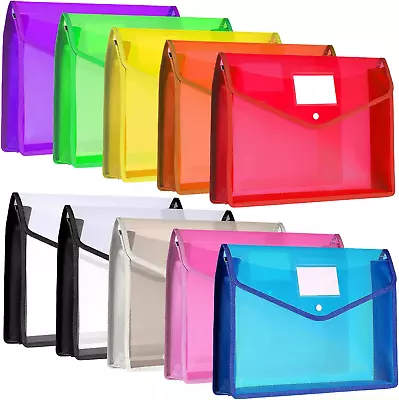 10 Pieces Plastic File Folders Envelope Expanding File Wallet Organizer Document • $33.41