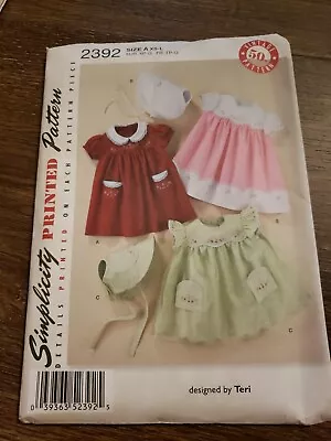 Simplicity 2392 Babies' Vintage Layette W Bonnet & Embroidery Pattern Sz XS-L • $8.99