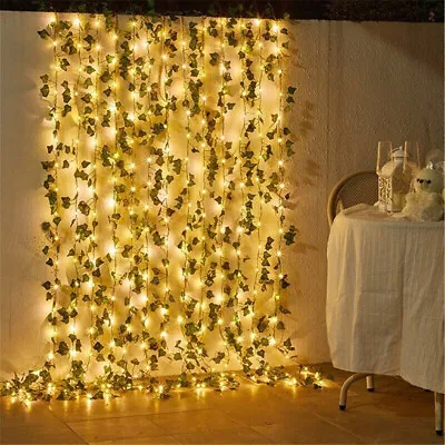 Long Solar String Lights Artificial Ivy Leaf Garland Wedding Garden Christmas • £6.47