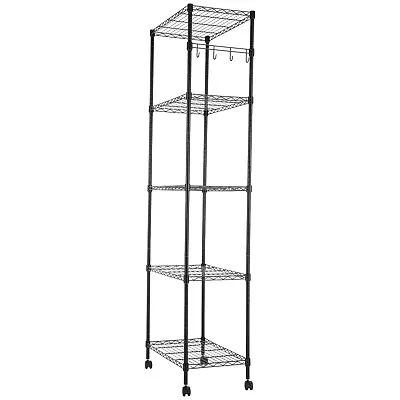 Heavy Duty Shelving Unit 5 Tier With Wheels Wire Shelf Metal Storage Shelves NEW • £49.99