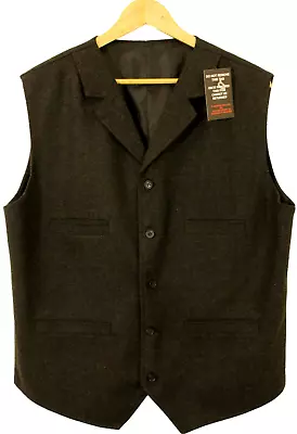 Mens 48  Grey Mix Herringbone Collared Tweed Waistcoat • £29.99