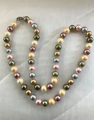 Multi Color Majorica Pearl Necklace - 30” Long-10mm Pearl- Reduced Again • $50