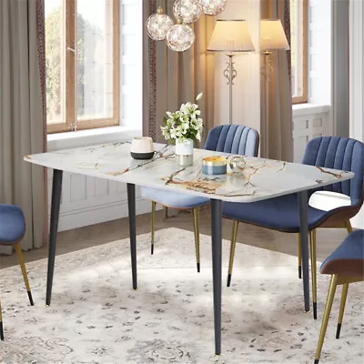 6-Seater Luxurious Dining Table Real Stone Top With 4 Thick & Strong Metal Legs • $269.98