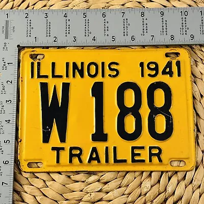 1941 Illinois TRAILER License Plate ALPCA Garage Decor Low Number 188 • $96