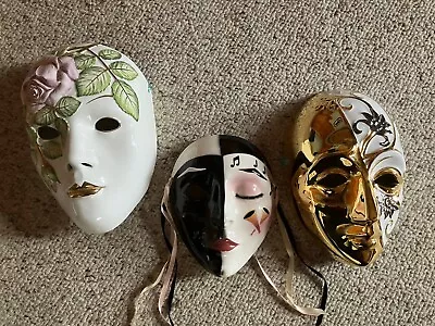 NICE LOT OF 3 Ceramic Mardi Gras Hanging Wall Masks • $28.20