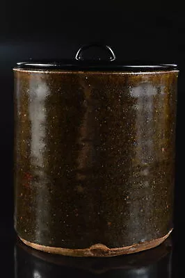 H8508: Japanese Old Seto-ware Green Glaze Shapely Mizusashi FRESH WATER POT • $23.99