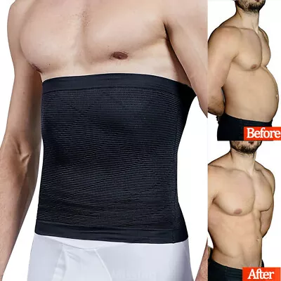 Men Body Shaper Waist Trainer Slimming Tuck Belt Band Male Tummy Girdle Corset • £6.99