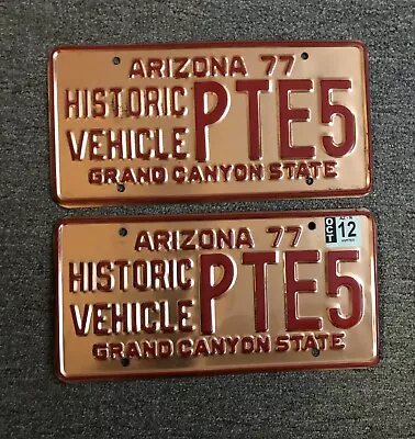 Vintage Pair 1977 ARIZONA Copper Historic Vehicle LICENSE PLATES PTE5 Hot Rod • $15