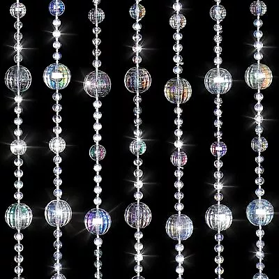 Crystal Beaded Curtain Clear Iridescent Bead String Curtains Colorful Rainbow... • $51.73