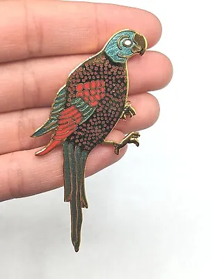 MMA Metropolitan Museum Of Art Parrot Bird  Enamel Gold Tone Vintage Brooch Pin  • $19.80