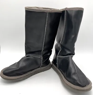 UGG Australia Limited Edition Leather Shearling Womens Tall Bomber Boots Size 6M • $28.60