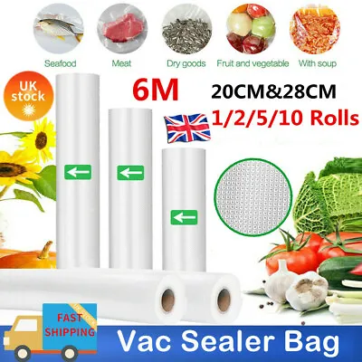 £8.54 • Buy 2/5/10 Rolls Textured Vacuum Vac Sealer Sous Vide Food Saver Storage Bags Pack