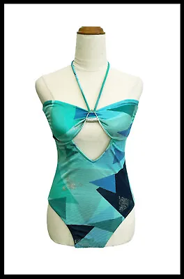 $34.95 • Buy TIGERLILY Women's Turquoise Cut Out Halter One Piece Swimsuit Size 10