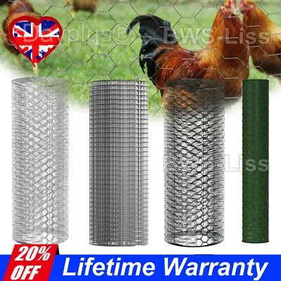 Galvanised/PVC Chicken Wire Mesh Netting Rabbit Cage Aviary Fence Plant Net Fenc • £9.19