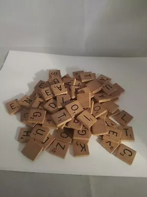 Authentic Wooden Scrabble Letters Tiles Replacement Vintage 1982...98 Tiles • $10.99