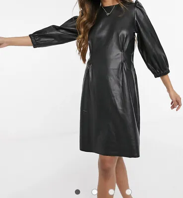 Vero Moda Womens Black Long Sleeve Faux Leather Mini Dress Size M • $50