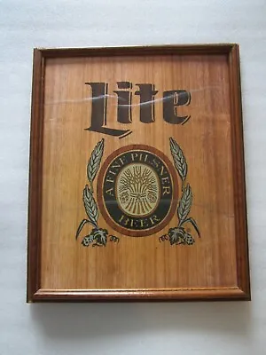 Vintage Miller Lite Beer Advertising Wood Marquetry Framed Sign 18” Man Cave • $39