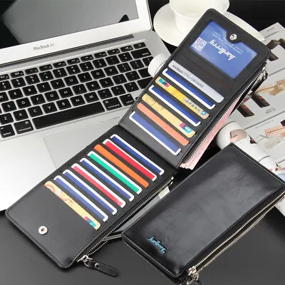 Mens Womens Leather Multi-card Wallet Long Credit Card Holder Purse Handbag Gift • $8.98