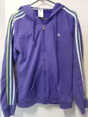 Women’s Adidas Climalite Track Jacket Full Zip Purple Stripes Size S UK (8-10) • $26.95