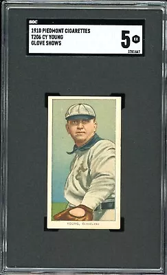 1909-1911 T206 Cy Young Glove Shows Piedmont 350 HOF Cleveland Naps SGC 5 EX • $4300