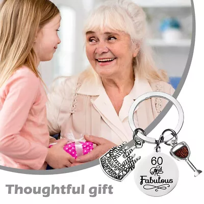 60th Birthday Keyring Collection Mum Dad Fabulous Pattern Teen Stainless Steel • $17.98