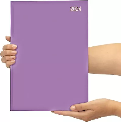 2024 Diary A4 Week To View Diary Office Full Year Planner Hardback Purple • £3.99