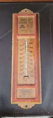 Vintage Granite City Livestock Metal Advertising Thermometer • $80